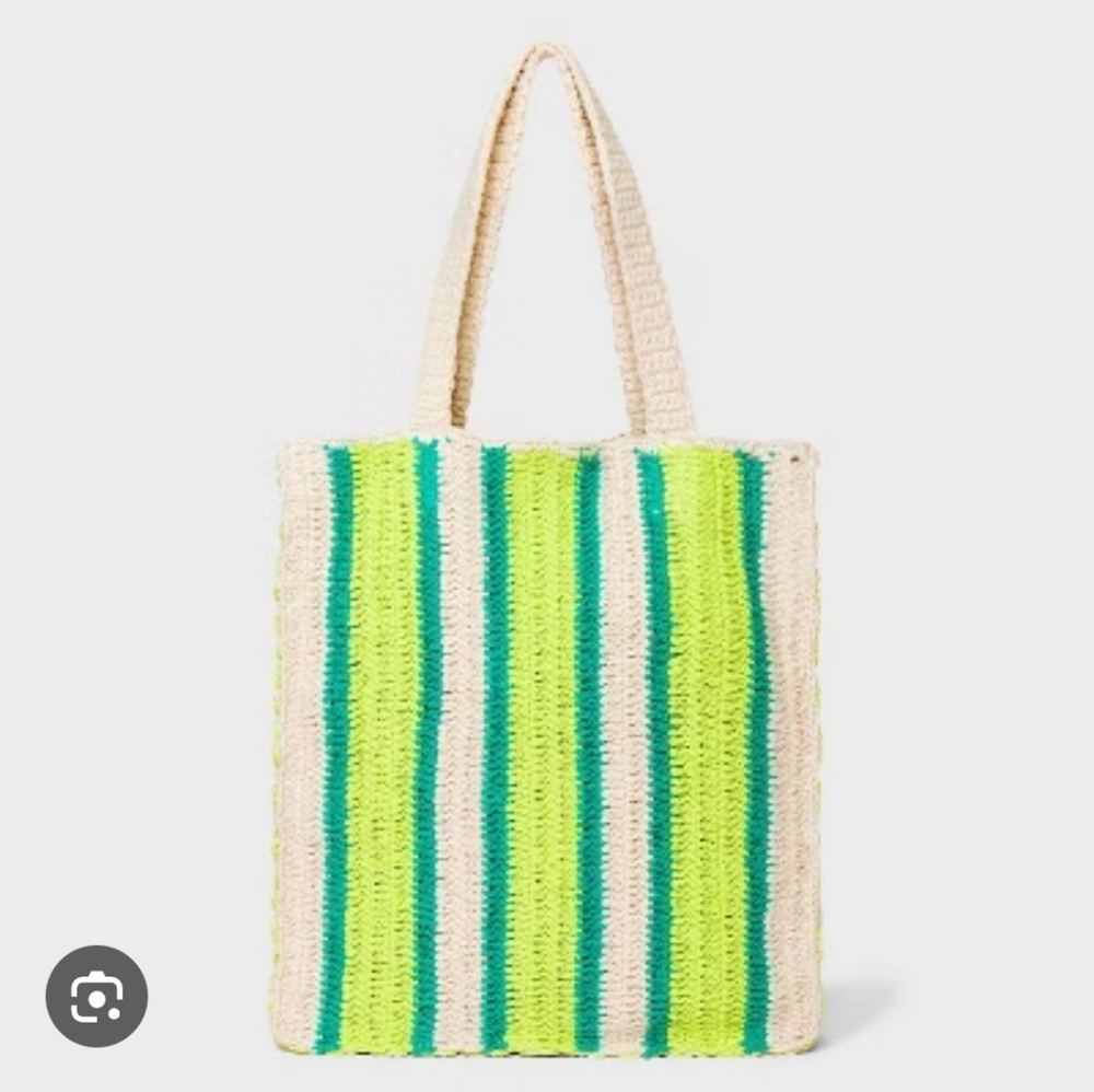 Universal Thread Striped Green and White Tote Bag